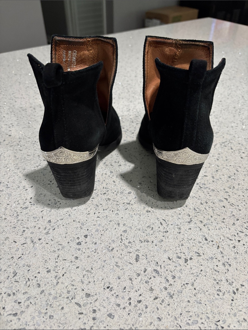 Jeffrey Campbell Cromwell Black Distressed Suede Pointed Toe Western Ankle Boots - Picture 3 of 8